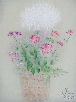 Shunko DESHIMA (XXe siècle) Nature morte au bouquet de fleurs.
Aquarelle signée et...