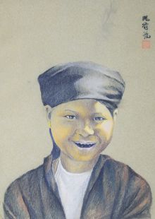 Nguyen HUU DUYET (XXe siècle) Portrait de jeune fille.
Pastel signé en haut à droite...