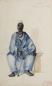 Émile D. ROUX (1822 - 1915) Le roi au Dakar et Ibrahim.
Deux aquarelles. Cachet de...