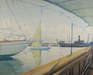 Tony MINARTZ (1873 - 1944) Le port de Cannes.
Aquarelle signée et située au dos (?)
Vue:...