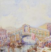 Ecole française du XIXe siècle (TERNAND ?) Le pont du Rialto à Venise.
Aquarelle...