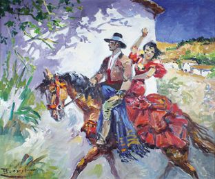 José Luis FLORIT RODERO(1909 - 2001) Feria à Séville.
Huile sur toile signée en bas...