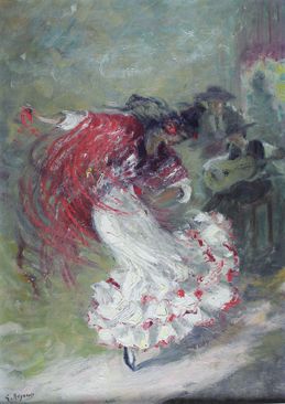 Georges REGNAULT (1898 - 1979) Danseuse de flamenco.
Huile sur toile signée en bas...