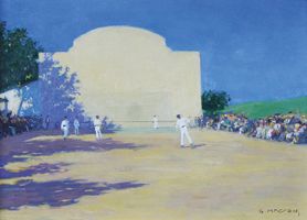 Georges MASSON (1875 - 1948) Partie de pelote basque.
Huile sur panneau signé en...