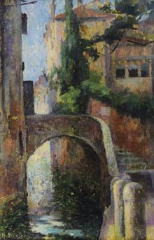 Henri Jules GUINIER (1867 - 1927) Pont de Venise.
Huile sur panneau signé et titré...