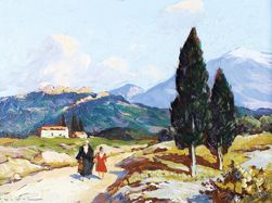 Gustave VIDAL (1895 - 1966) Promeneuses dans un paysage.
Huile sur isorel signé en...