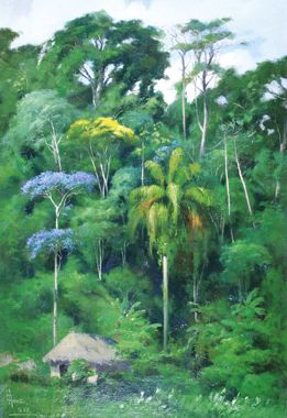 Francisco Aurelio DE FIGUEIREDO(1856 - 1916) Dans la Forêt brésilienne.
Huile sur...