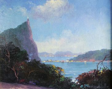 Francisco COCULILO(1895 - 1978) La baie de Rio.
Huile sur toile signée en bas à droite.
33...