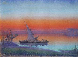 Vincent MANAGO(1880 - 1936) Felouque sur le Nil.
Pastel signé en bas à gauche.
35...
