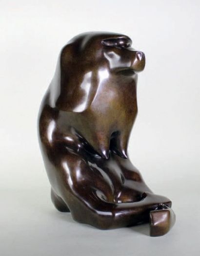 Claude LHOSTE (1929 - 2010) Guenon.
Bronze à patine mouchetée, brun-clair.
Édition...