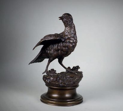 Alexandre LEONARD (1821 - 1877) Perdrix.
Epreuve en bronze à patine brun rouge nuancé....