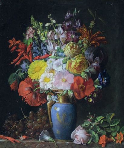 Jean-François GARNERAY (1755 - 1837) Bouquet de fleurs.
Huile sur carton signé au...