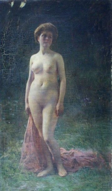 Henri-Paul ROYER (1869 - 1938) Nu féminin.
Huile sur toile signée en bas à droite.
57...