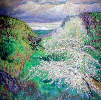 Léon DETROY (1857-1955) Les environs de Crozant au printemps.
Huile sur toile signée...