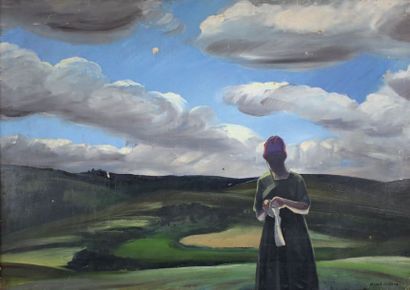 Marcel GAILLARD (1886 - 1947) Femme devant un paysage.
Huile sur toile signée en...