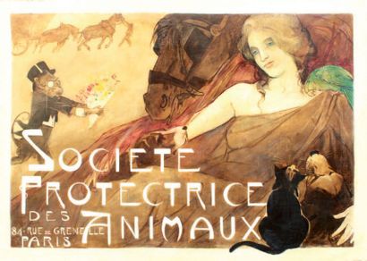 José CLARA (1878 -1958) Société Protectrice des Animaux, 1904.
Huile sur toile, signée,...