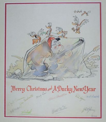 STUDIO TEXAVERY Merry Christmas and a DUC KY NE W YEAR.
Aquarelle et gouache signée...
