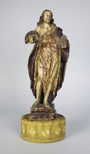 null Saint Jean-Baptiste.
Statuette en bois polychrome. Vers 1800. Manques.
Haut.:...