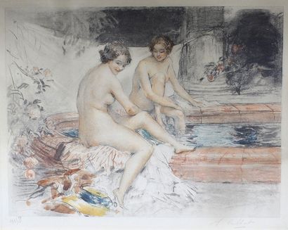 Antoine CALBET (1860 - 1944) 
Le Bain.
Lithographie en couleur numérotée 198/250...