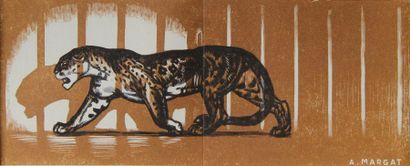 André MARGAT (1903 - 1999) 
Tigre marchant.
Gravure sur bois signée en bas à droite.
Vue:...