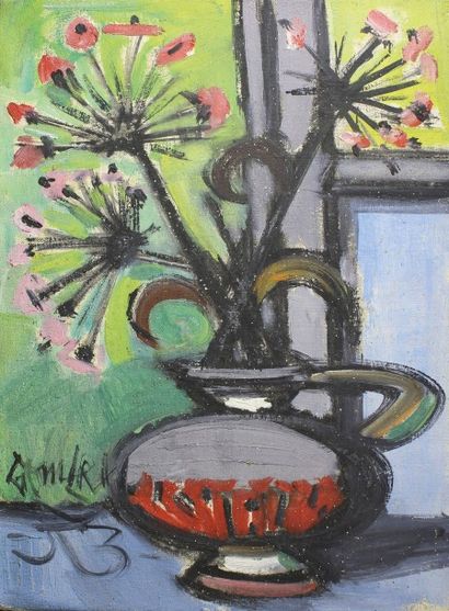 Emeric GOMERY (1902 - 1969) 
Vase fleuri.
Huile sur toile signée en bas à gauche.
40...