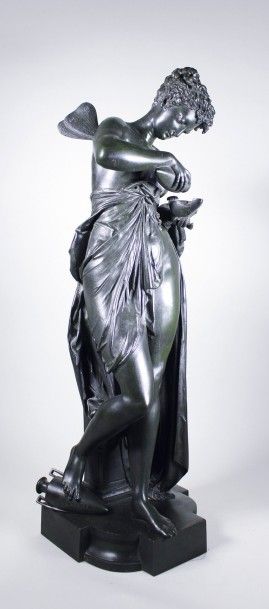 Albert CARRIER - BELLEUSE (1824 - 1887) 
Psychée.
Epreuve en bronze à patine brun...