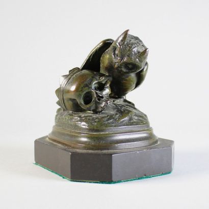Jean-Baptiste CLESINGER (1814 - 1883) 
Le hibou et la mort.
Epreuve en bronze à patine...