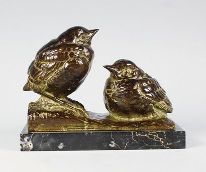 Henri VALETTE (1877 - 1962) 
Les merlots.
Epreuve en bronze à patine brun nuancé....