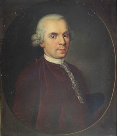 ECOLE DU XVIIIe SIÈCLE 
Portrait de gentilhomme.
Huile sur toile.
73 x 61 cm.