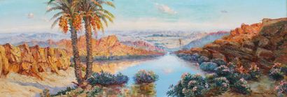 Constant LOUCHE (1880 - 1965) 
L'Oued près de l'Aghouat.
Huile sur toile signée et...
