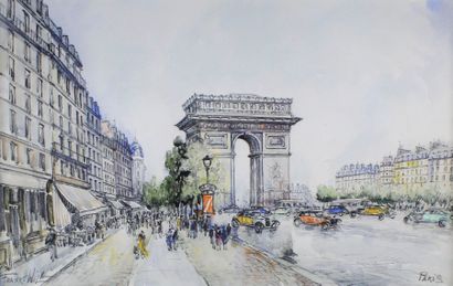 FRANK - WILL (1900 - 1951) 
L'Arc de Triomphe, Paris.
Aquarelle signée en bas à gauche...