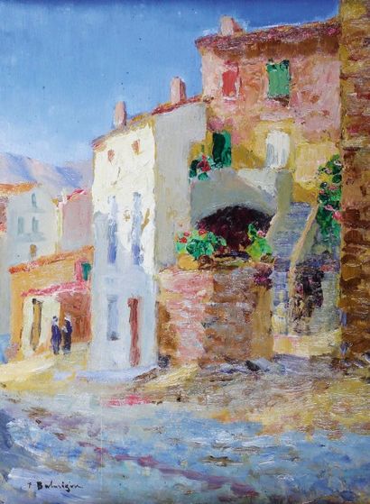 PAUL JUSTIN MARCEL BALMIGERE (1882-1953) 
Paysage de Provence.
Huile sur carton signé...