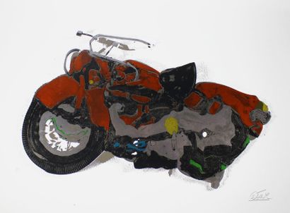 CÉSAR (1921 - 1998) 
Compression de moto.
Sérigraphie couleur numérotée 54/300 n...