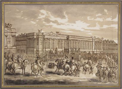 Ecole française du XIXe siècle, suiveur de Charles MONNET La mort de Louis XVI.
Plume...