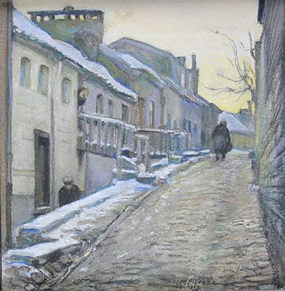 Maurice PIRENNE (1872-1968) L'entrée de la promenade derrière les Récollets à Verviers,...