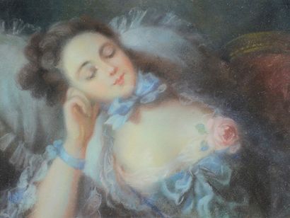 PIOT La sieste.
Pastel.
Vue: 28 x 39 cm.