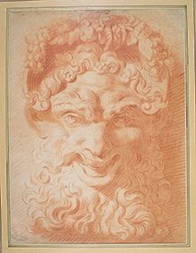 Augustin PAJOU (1730-1809) (Attribué à) Tête de Bacchus.
Sanguine sur papier. Cadre...