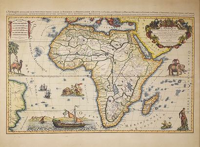 École du XIXe siècle Carte d'Afrique.
Gravure polychrome.
Vue: 38 x 52 cm.