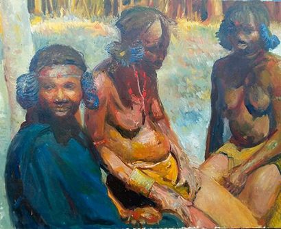 Patrice LANDAUER (né en 1965) La discussion, Ethiopie.
Huile sur toile signée en...