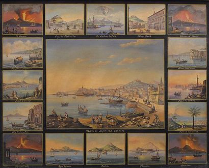 École Napolitaine du XIXe siècle 17 vues de Naples
Gouache.
Vue: 40,5 x 50 cm