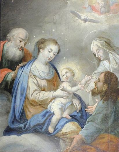 École ESPAGNOLE du XVIIIe siècle 
Nativité.
Peinture sur panneau.
36 x 28 cm