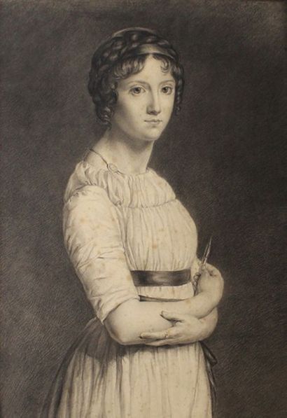 Mme Charpentier (d'après Gérard) 
Portrait d'Emilie Brongniart.
Fusain. Porte une...