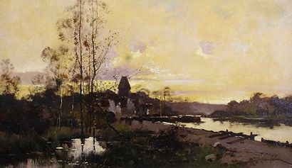 Eugène GALIEN -LALOUE (1854 - 1941) 
Vue du Perreux-sur-Marne, 1891.
Huile sur toile...