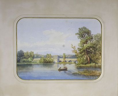 C. BIGOT (Ecole du XIXe siècle) 
Vue de Dourdan, 1864.
Aquarelle signée et datée...