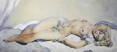 Georges Pierre GUINEGAULT (1893 -?) 
Nu féminin.
Huile sur toile signée en bas vers...