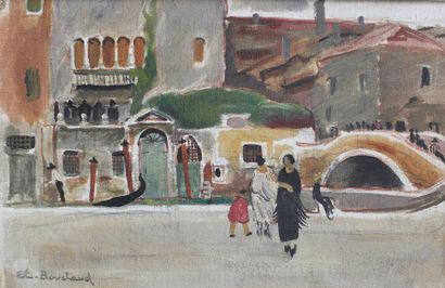 Etienne BOUCHAUD (1898 - 1989) 
Vue de Venise, 1922.
Huile sur toile signée en bas...