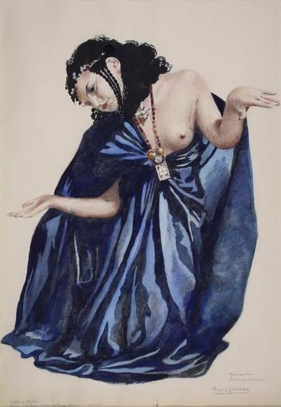 IRRIERA dit R. JOUANNEAU Roger. (1894 - 1957) 
Danse de la Guedra.
Technique mixte...