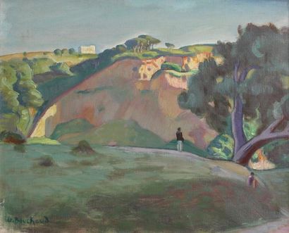 Etienne BOUCHAUD (1898 - 1989) 
Le ravin, Alger 1923.
Huile sur toile signée en bas...