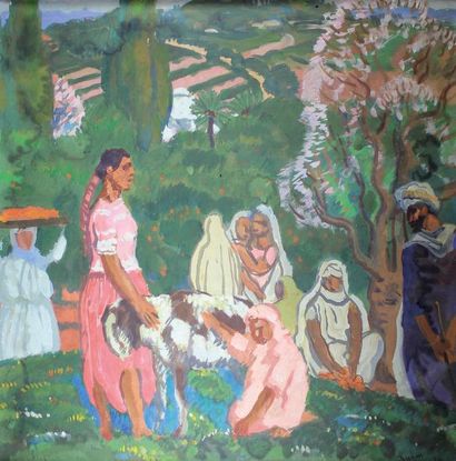 Frédéric Marius DEBUZON (1879 - 1958) 
Les bergers près d'Alger,1932.
Huile sur panneau...