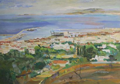 Auguste MARISSAL (1905-1970) 
Vue d'Alger depuis Mustapha Supérieur, vers 1936.
Gouache...